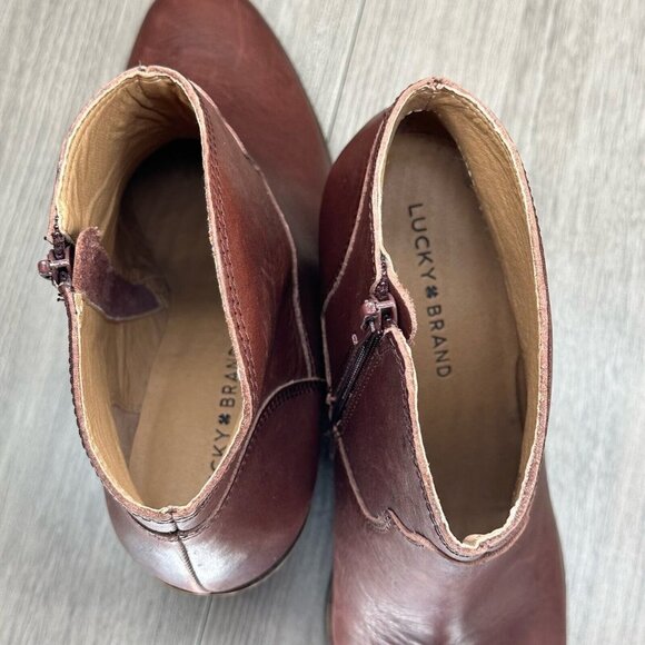 Lucky Brand Boots Womens 10M/40 Eller Western Stacked Heel Side Zip Ankle Brown - Picture 10 of 12
